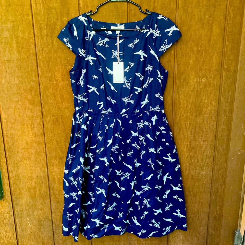 ModCloth NAVY Cotton Airplane Dress